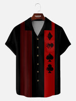 Men's Playing Cards Camp Collar Short Sleeve Shirt Ante Up Vintage Eleven Oasis