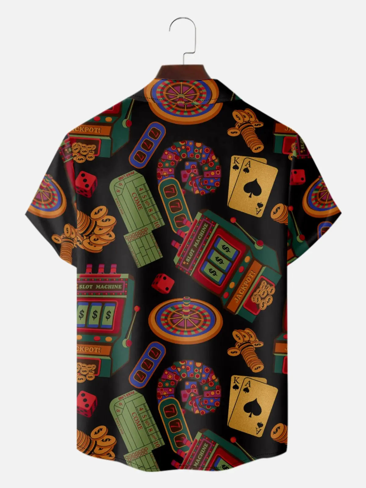 Men's Playing Cards Camp Collar Short Sleeve Shirt Bonus Round Poker Eleven Oasis