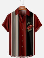 Tall Men's Lucky Skull Dice Stripe Short Sleeve Shirt Eleven Oasis