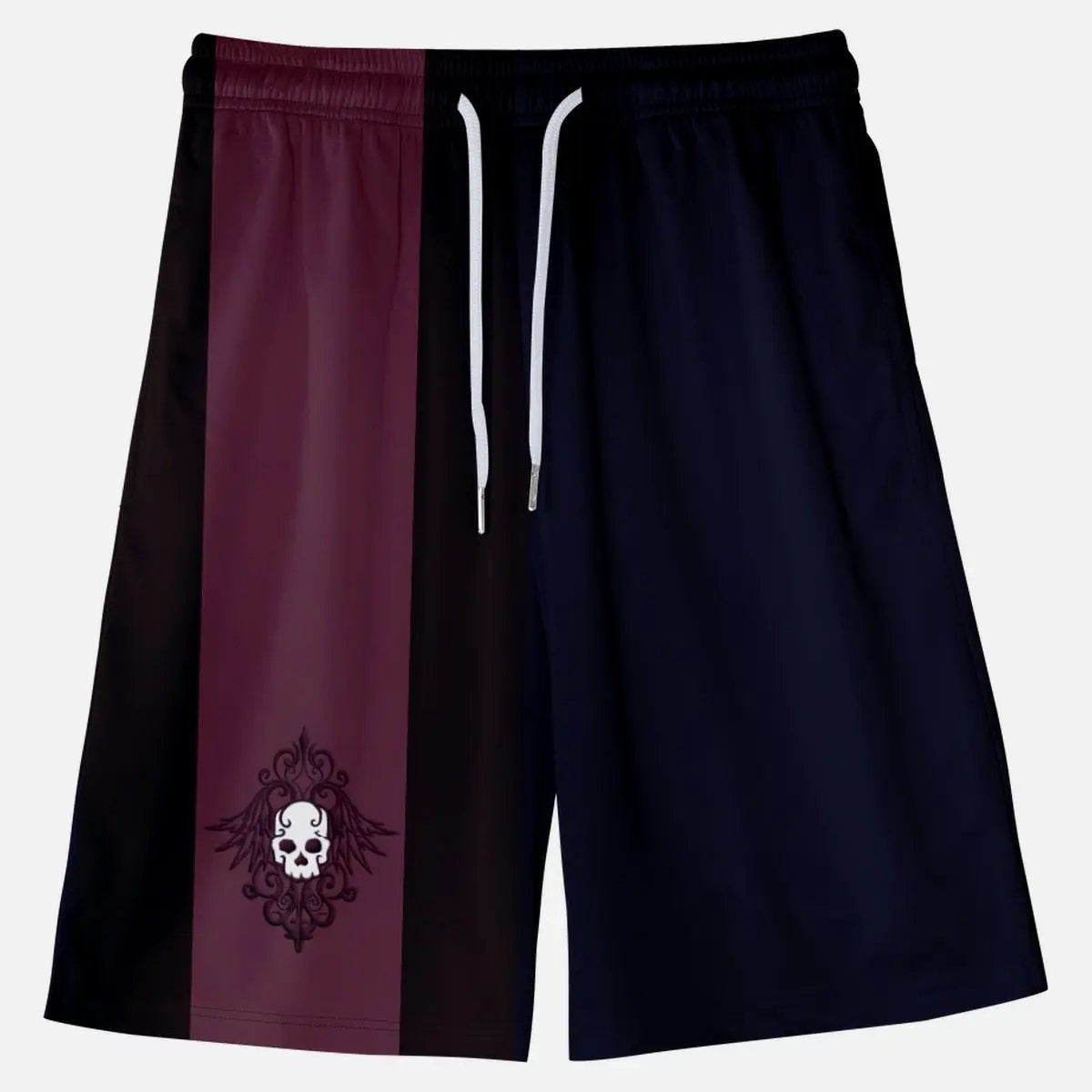 Men's Skull and Wings Drawstring Shorts ElevenOasis