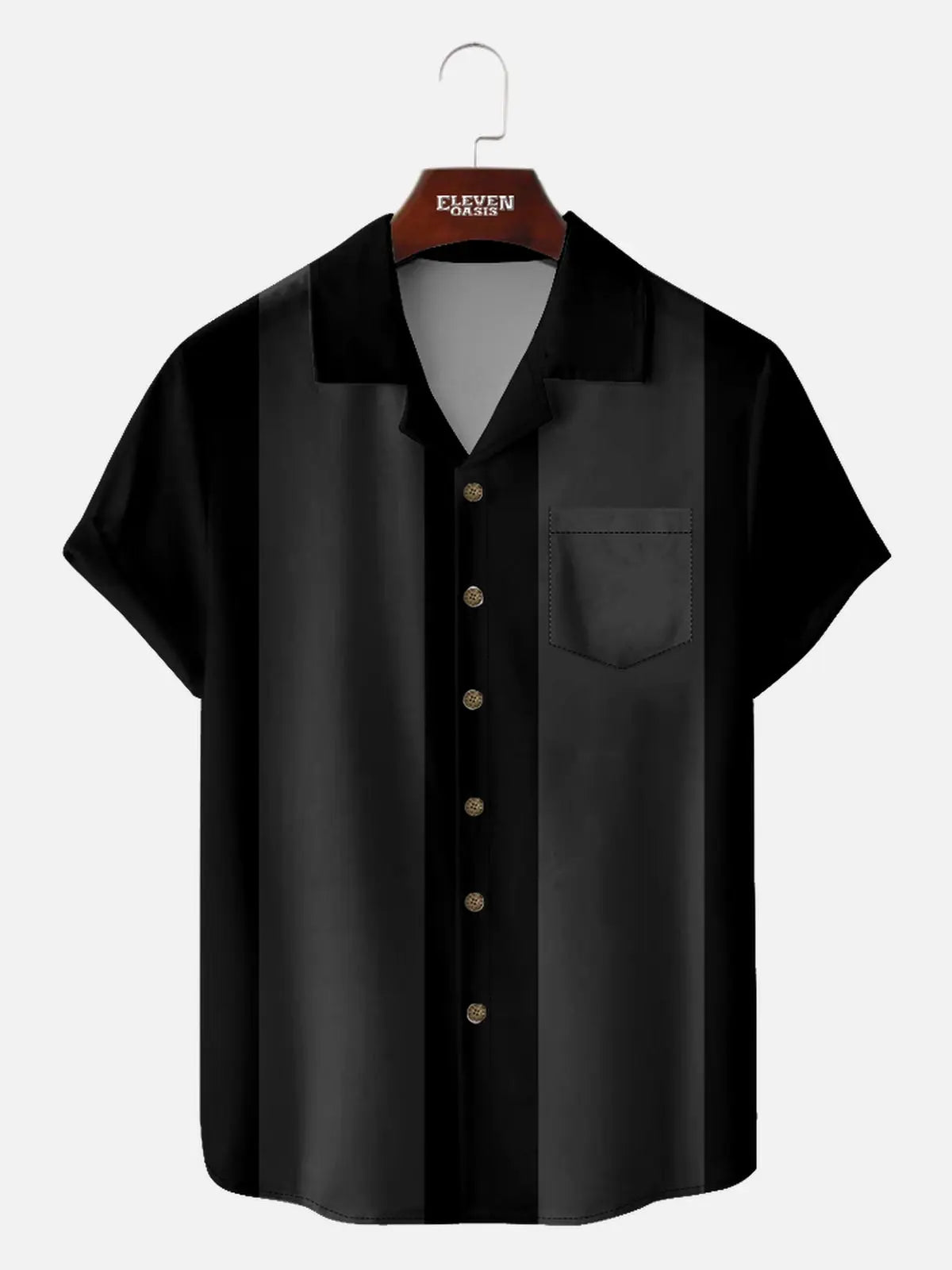 Men's Basic 50s Style Camp Collar Bowling Short Sleeve Shirt ElevenOasis