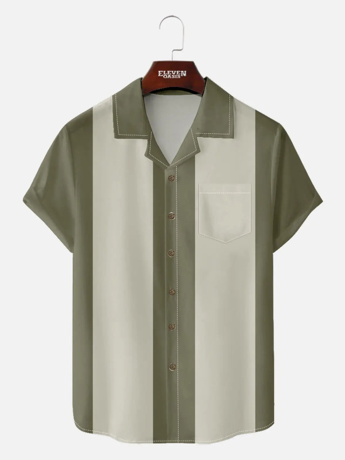 Men's Basic 50s Style Camp Collar Bowling Short Sleeve Shirt ElevenOasis