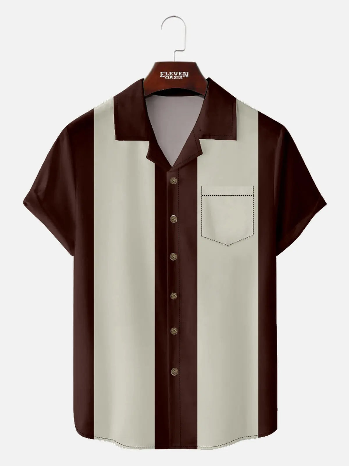Men's Basic 50s Style Camp Collar Bowling Short Sleeve Shirt ElevenOasis