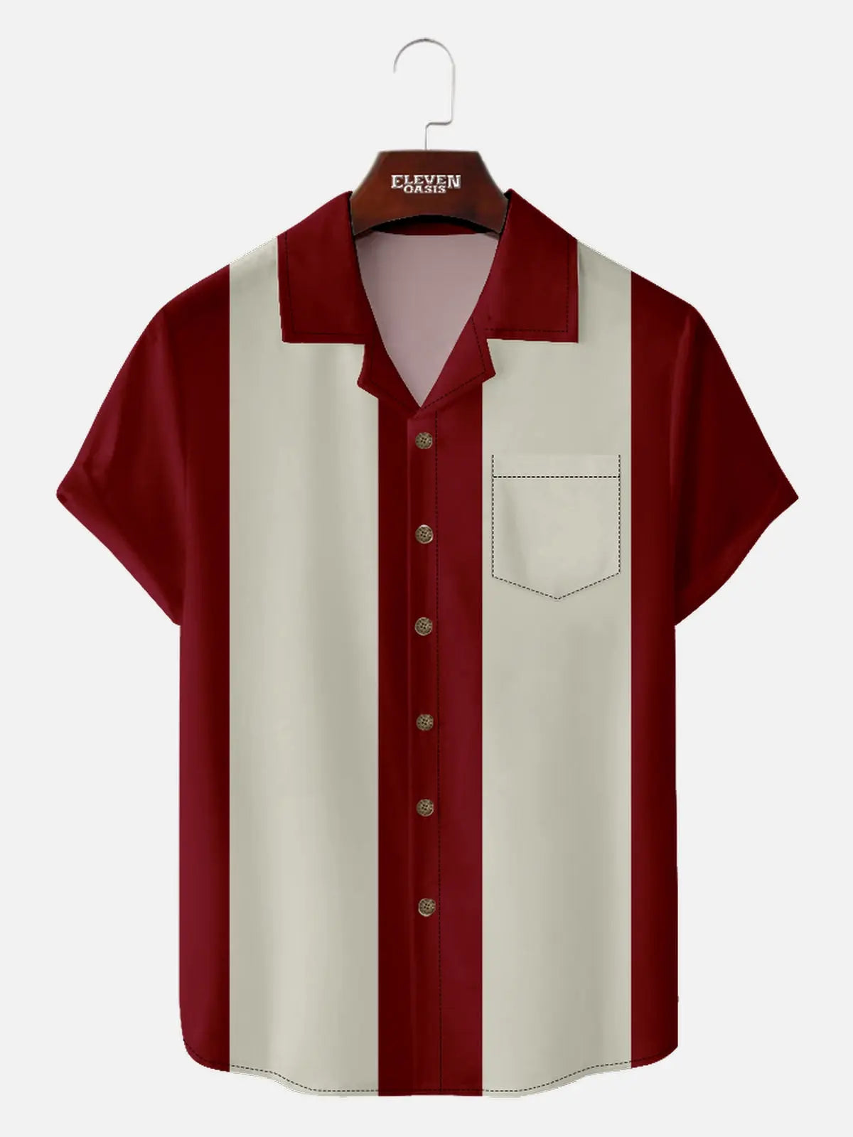 Men's Basic 50s Style Camp Collar Bowling Short Sleeve Shirt ElevenOasis