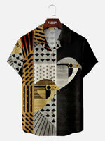 Men's Geometric Bird Pattern Short Sleeve Shirt Eleven Oasis