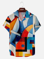 Men's Bauhaus Colorful Geometric Abstract Short Sleeve Shirt Eleven Oasis
