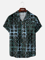 Men's Vintage Speaker Wall Pattern Short Sleeve Shirt Eleven Oasis