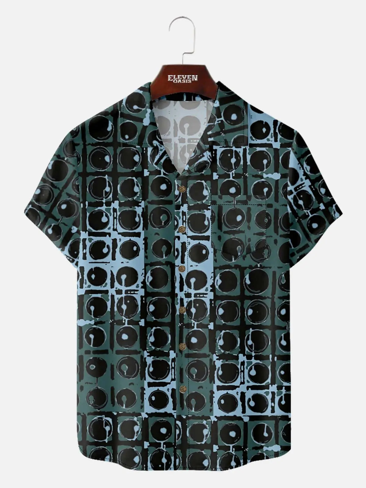 Men's Vintage Speaker Wall Pattern Short Sleeve Shirt Eleven Oasis
