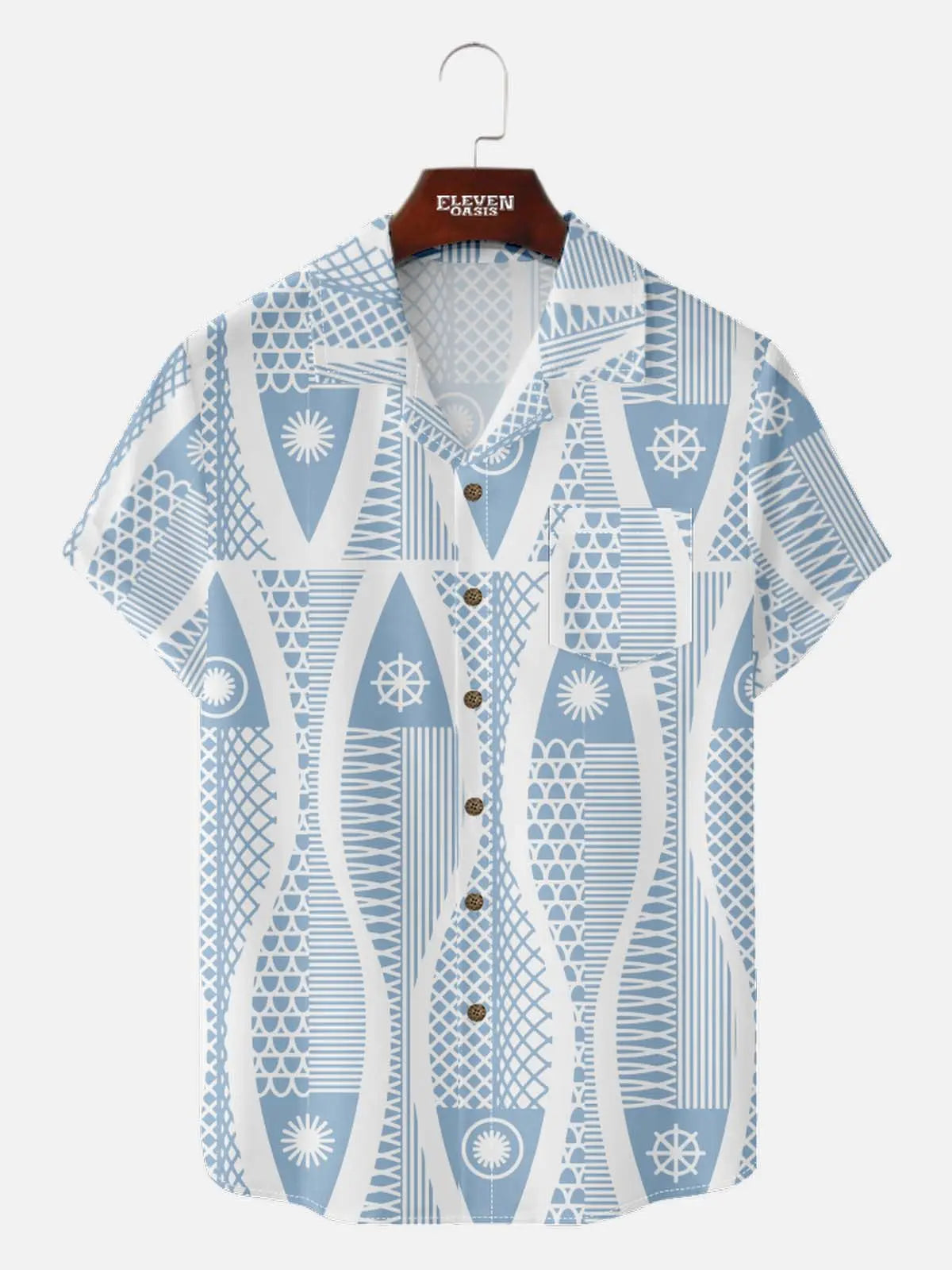 Men's Geometric Tribal Pattern Short Sleeve Shirt Eleven Oasis
