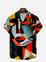 Men's Abstract Geometric Collage Short Sleeve Shirt ElevenOasis