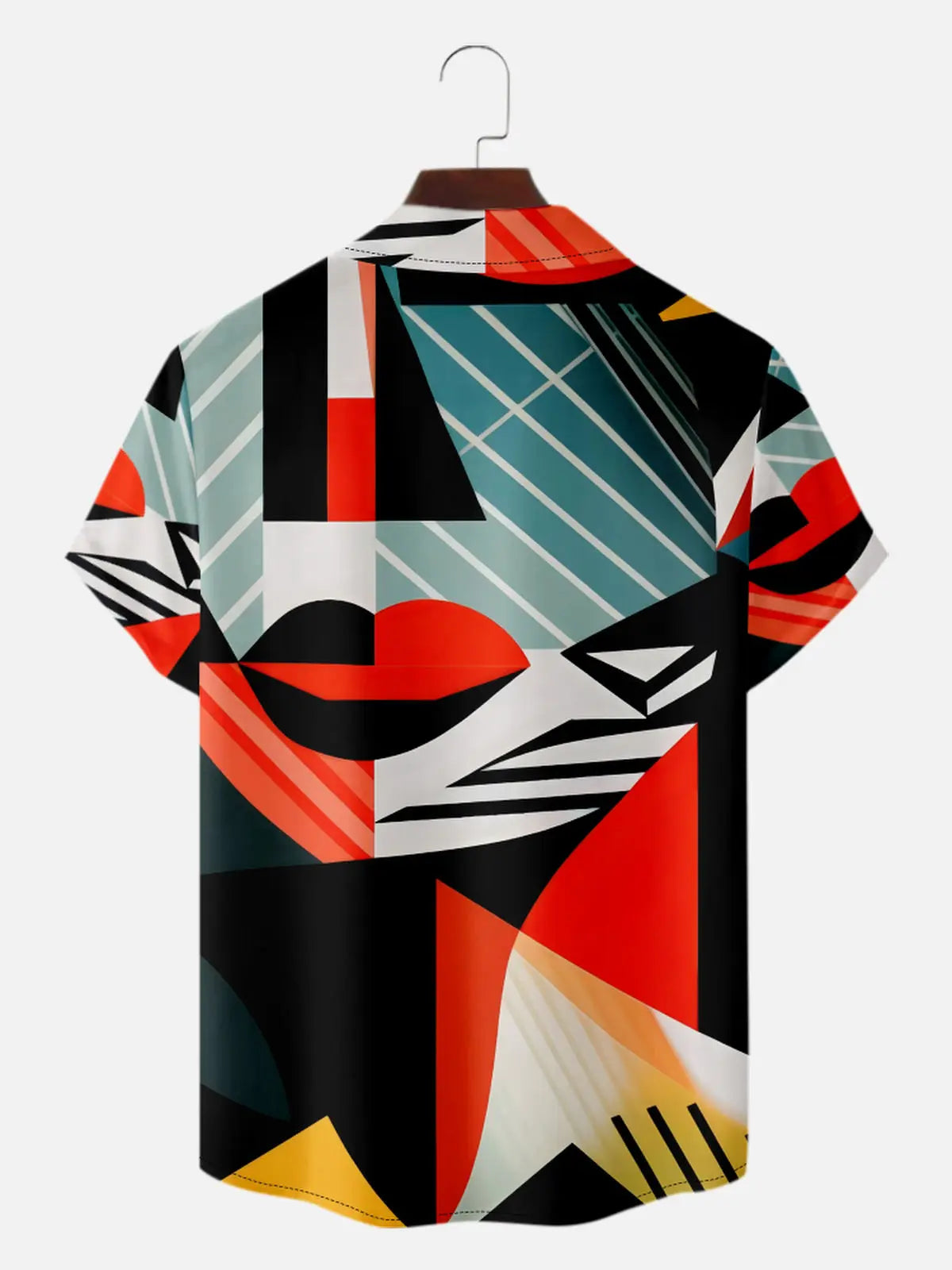 Men's Abstract Geometric Collage Short Sleeve Shirt ElevenOasis