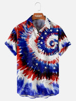 Tall Men's Patriotic Tie-Dye Flag Short Sleeve Shirt Eleven Oasis