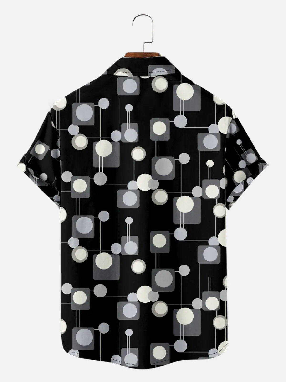 Men's Mid-Century Modern Circle Pattern Short Sleeve Shirt Eleven Oasis