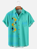 Men's Mid-Century Atomic Boomerang Short Sleeve Shirt ElevenOasis