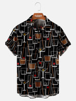 Tall Men's Mid-Century Cocktail Art Short Sleeve Shirt ElevenOasis