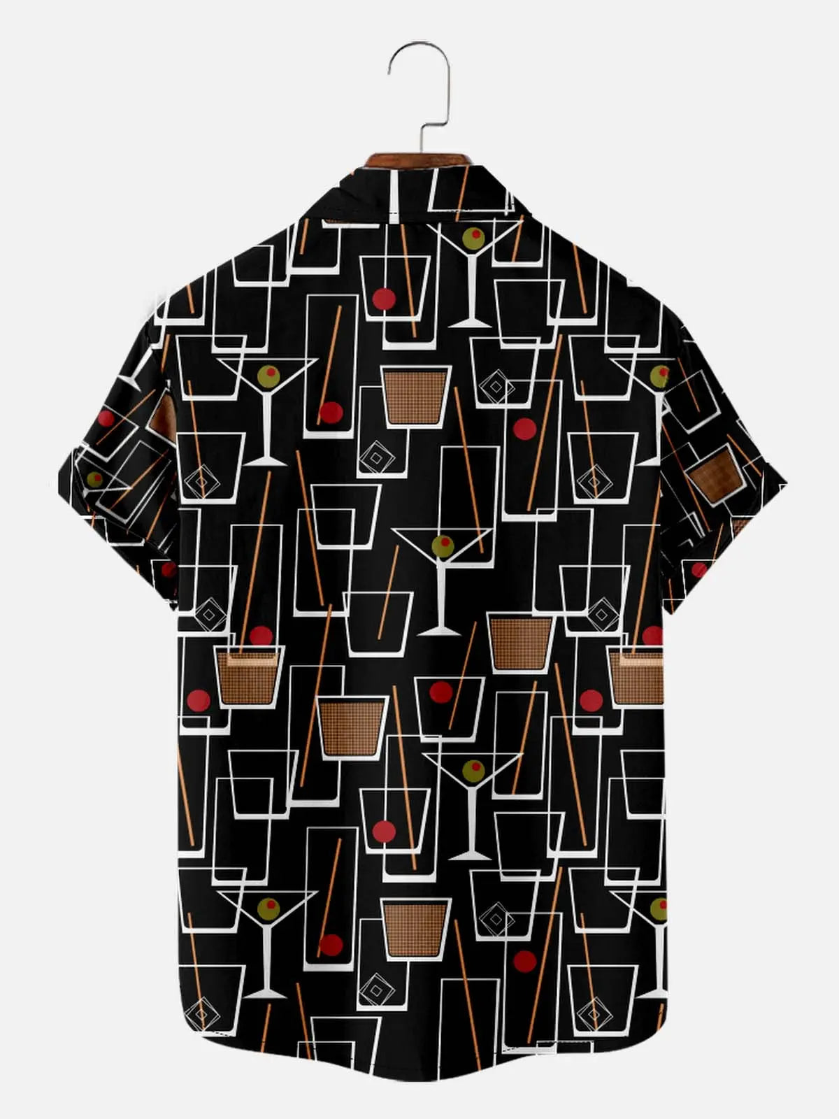 Tall Men's Mid-Century Cocktail Art Short Sleeve Shirt ElevenOasis