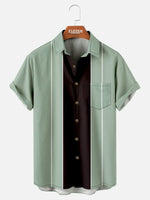 Tall Men's Classic Striped Bowling Style Short Sleeve Shirt Eleven Oasis