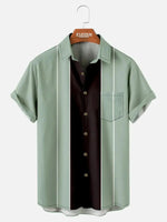 Tall Men's Classic Striped Bowling Style Short Sleeve Shirt Eleven Oasis