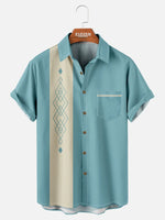 Tall Men's Mid-Century Diamond Geometric Bowling Short Sleeve Shirt ElevenOasis