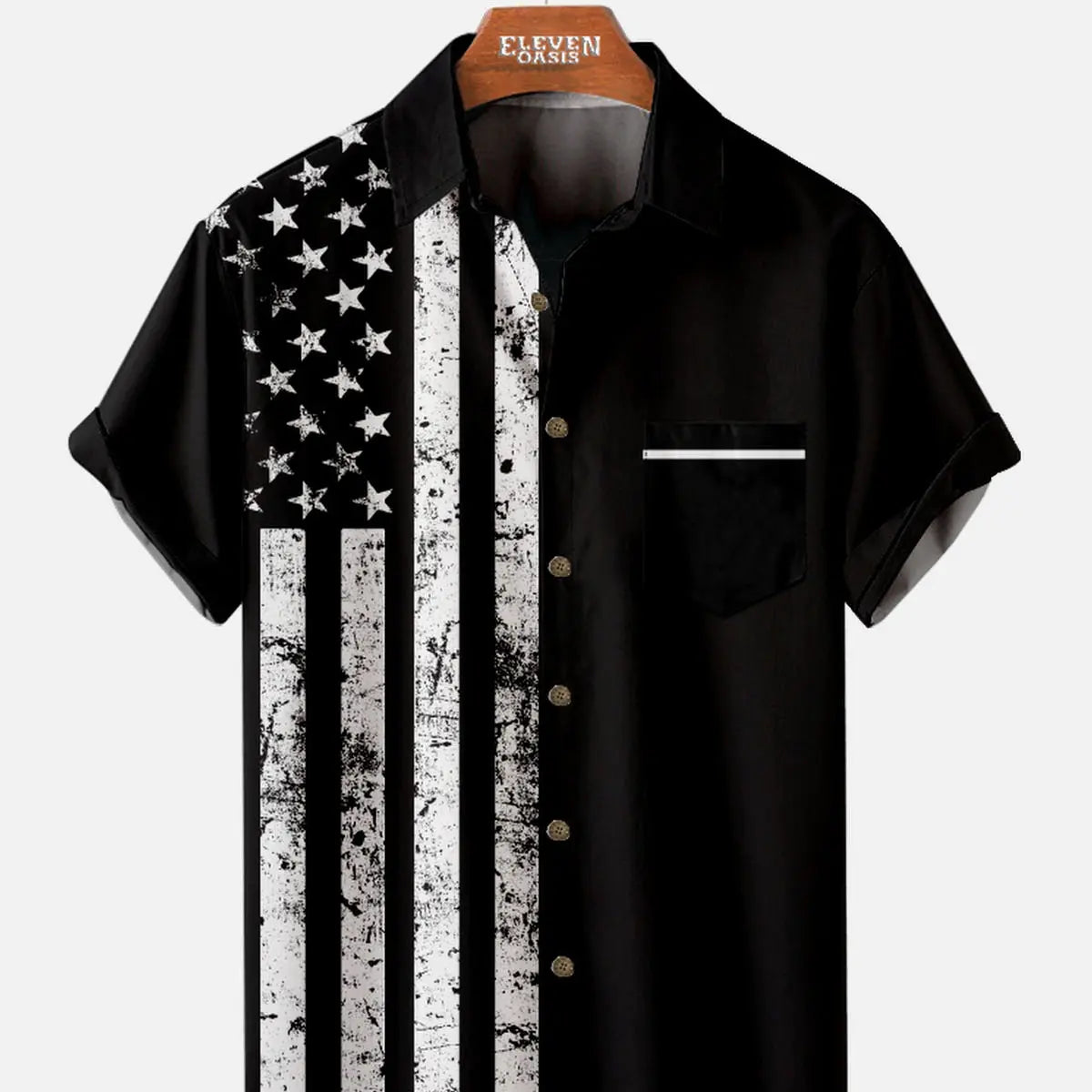 Men's Vintage Flag American Pride Short Sleeve Shirt ElevenOasis