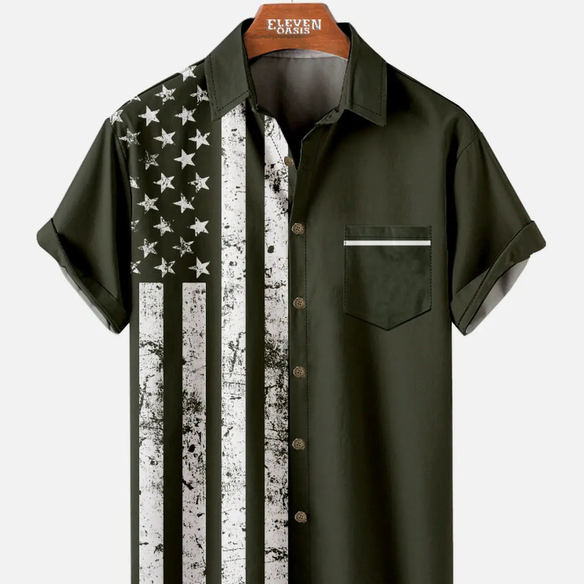 Men's Vintage Flag American Pride Short Sleeve Shirt ElevenOasis