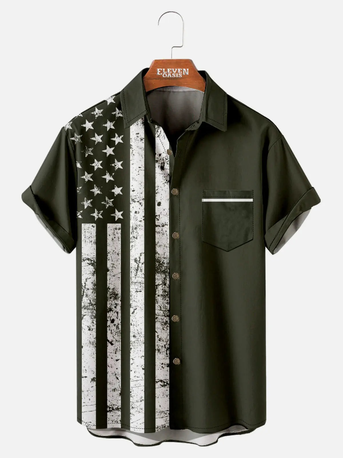 Men's Vintage Flag American Pride Short Sleeve Shirt ElevenOasis