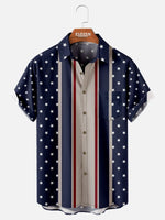 American Pride Spread Collar Short Sleeve Shirt For Men Classic Style Stars Eleven Oasis