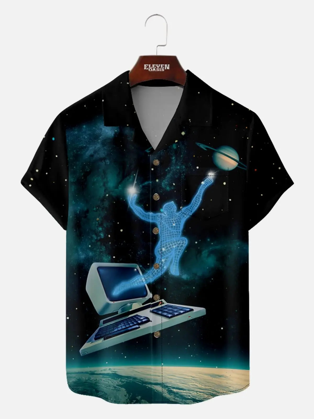 Men's Digital Galaxy Escape Short Sleeve Shirt Eleven Oasis