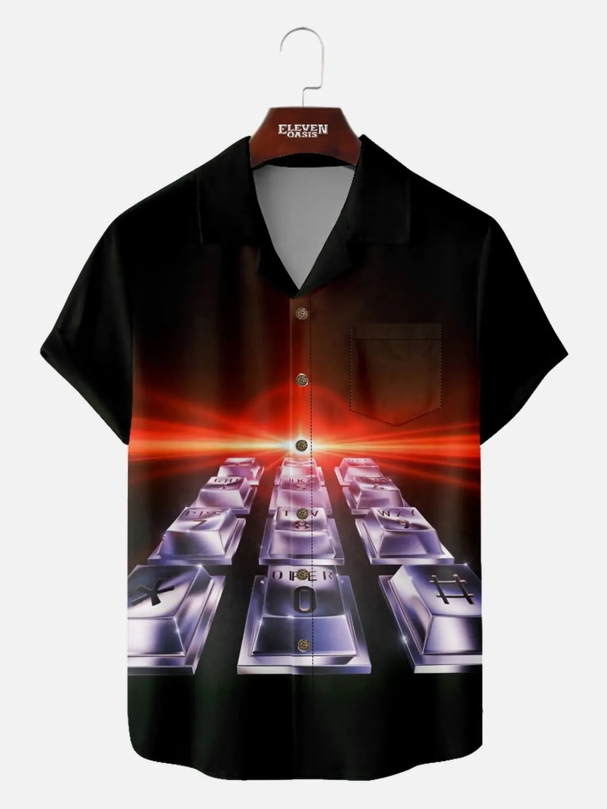 Men's Retro Keyboard Matrix Short Sleeve Shirt Eleven Oasis