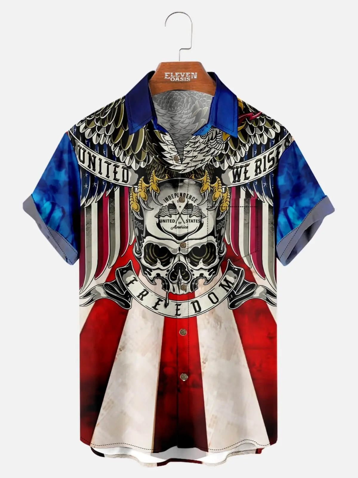 Tall Men's United We Rise Eagle Freedom Short Sleeve Shirt Eleven Oasis