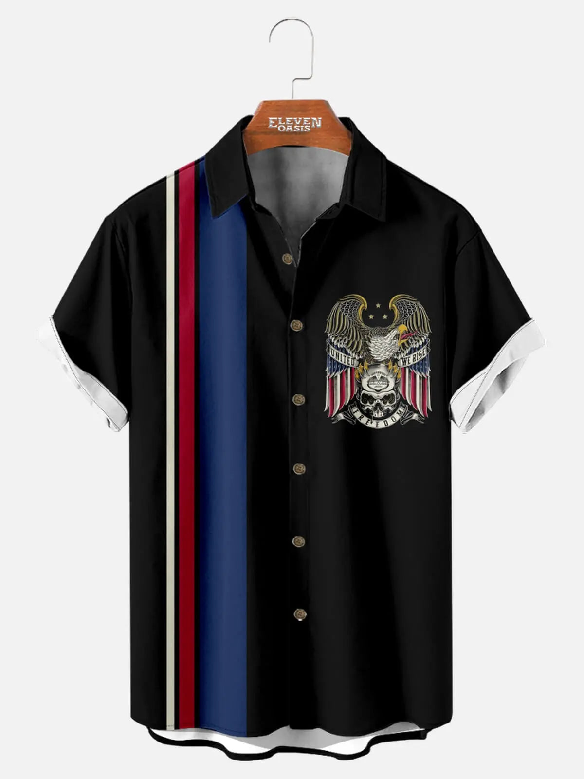 Men's American Eagle Patriotic Racing Short Sleeve Shirt Eleven Oasis