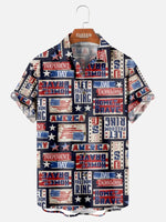 Tall Men's Independence Day Americana Patchwork Short Sleeve Shirt Eleven Oasis
