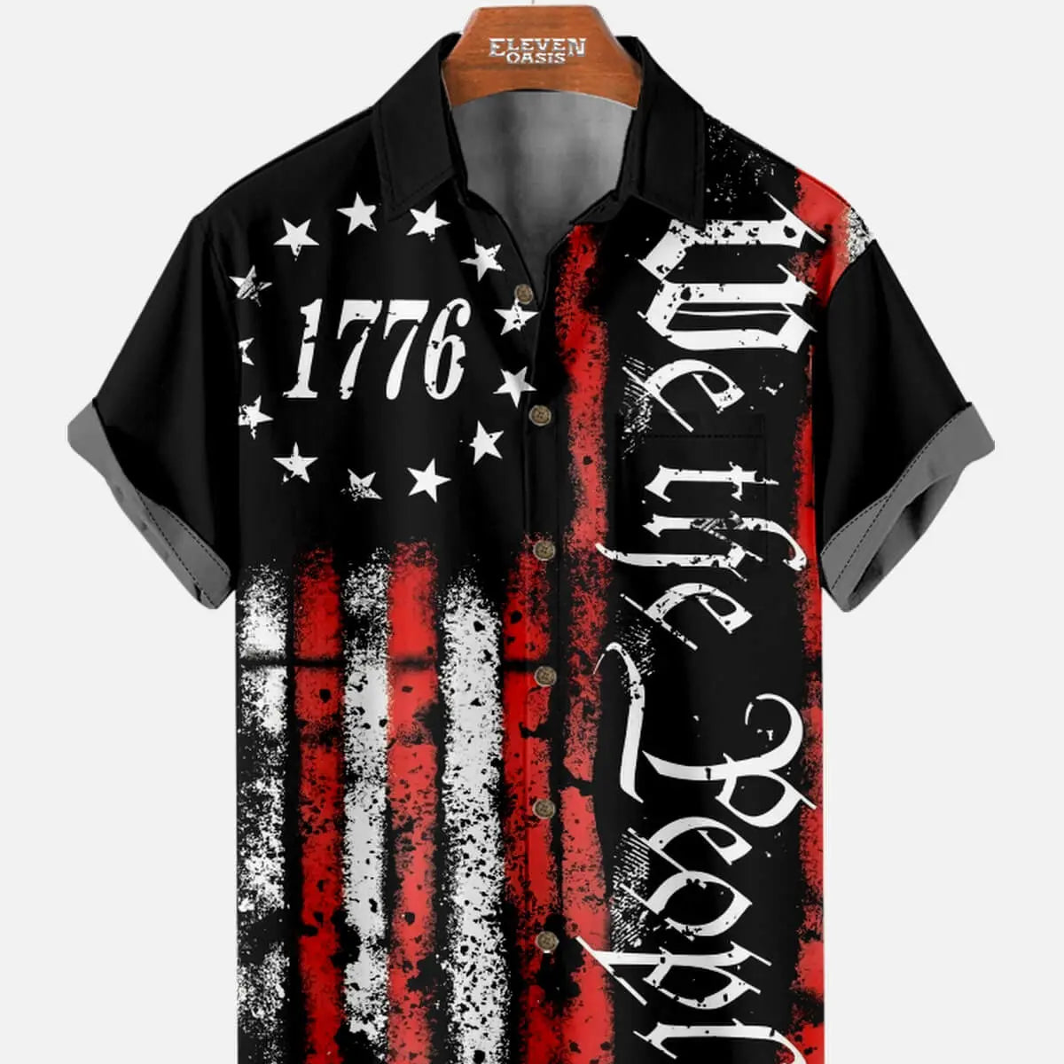 Men's 1776 We The People Vintage Flag Short Sleeve Shirt ElevenOasis
