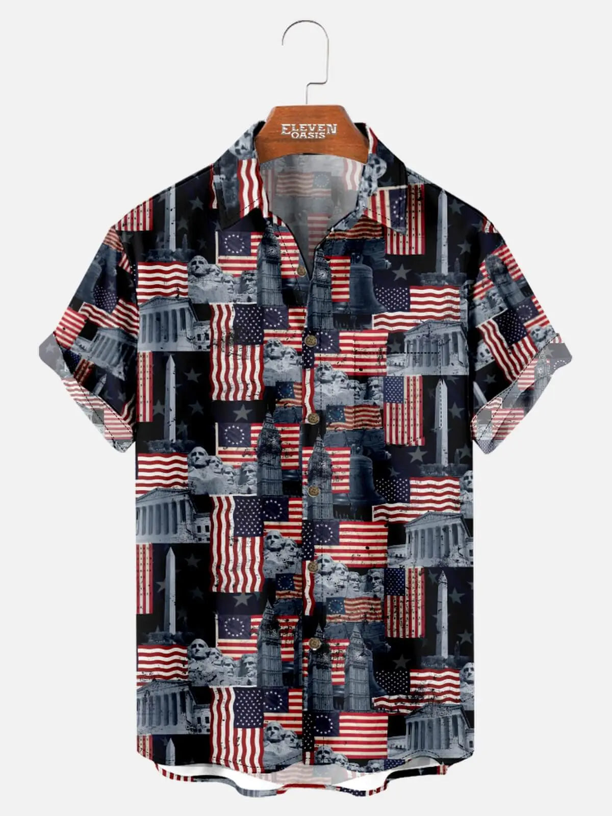 Tall Men's American Heritage Landmarks Short Sleeve Shirt Eleven Oasis