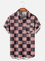 Tall Men's Patriotic Patchwork Americana Short Sleeve Shirt Eleven Oasis