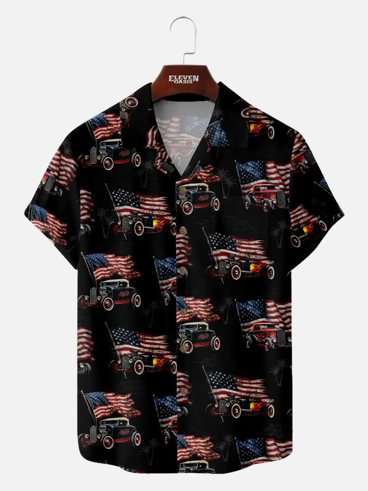 Men's American Hot Rod Patriotic Short Sleeve Shirt Eleven Oasis