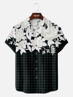 Men's Monochrome Hibiscus Floral Short Sleeve Shirt Eleven Oasis