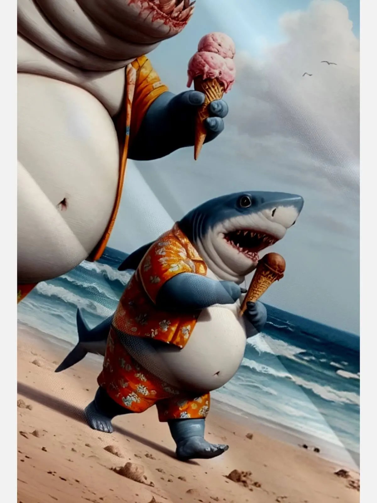 Tall Men's Vacation Shark Family Short Sleeve Shirt ElevenOasis