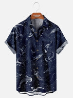 Tall Men's Cosmic Ocean Creatures Short Sleeve Shirt ElevenOasis
