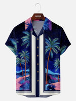 Men's Midnight Tropical Landscape Hawaiian Short Sleeve Shirt Eleven Oasis