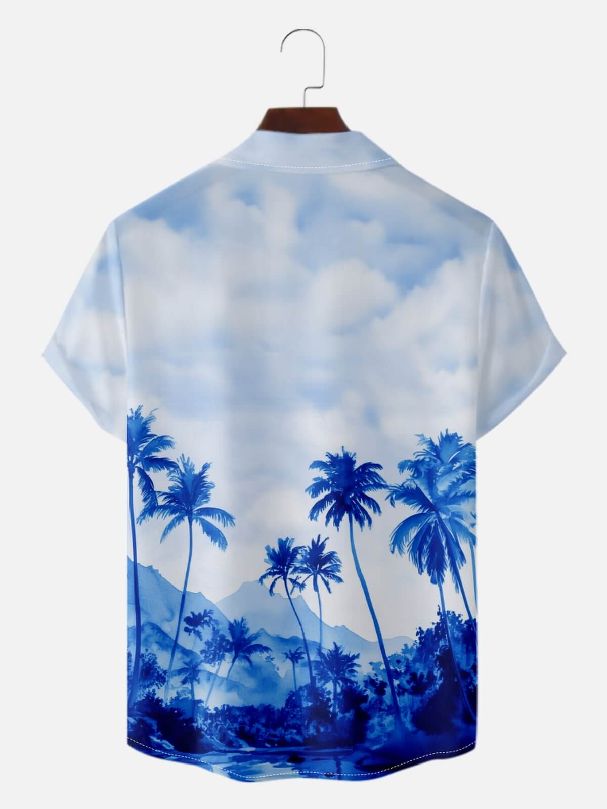 Men's Blue Tropical Skyline Hawaiian Short Sleeve Shirt Eleven Oasis