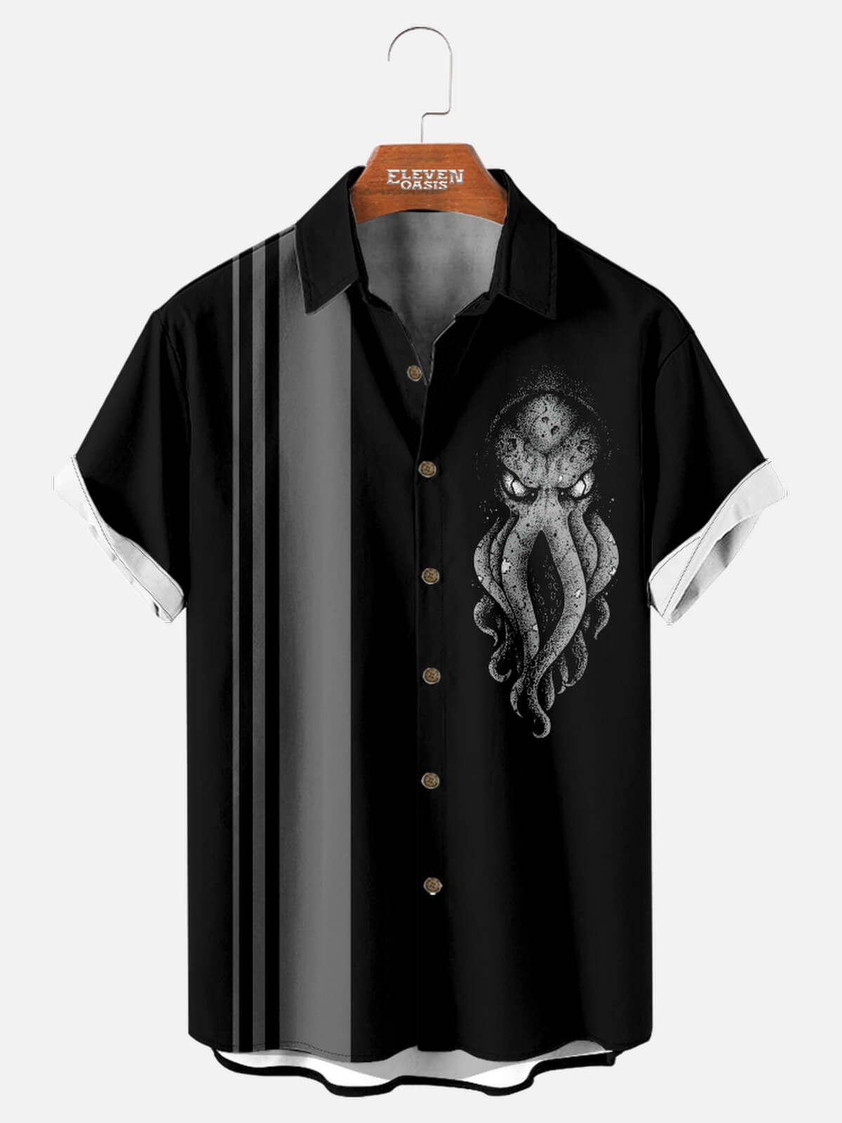 Tall Men's Kraken Racing Stripe Short Sleeve Shirt Eleven Oasis