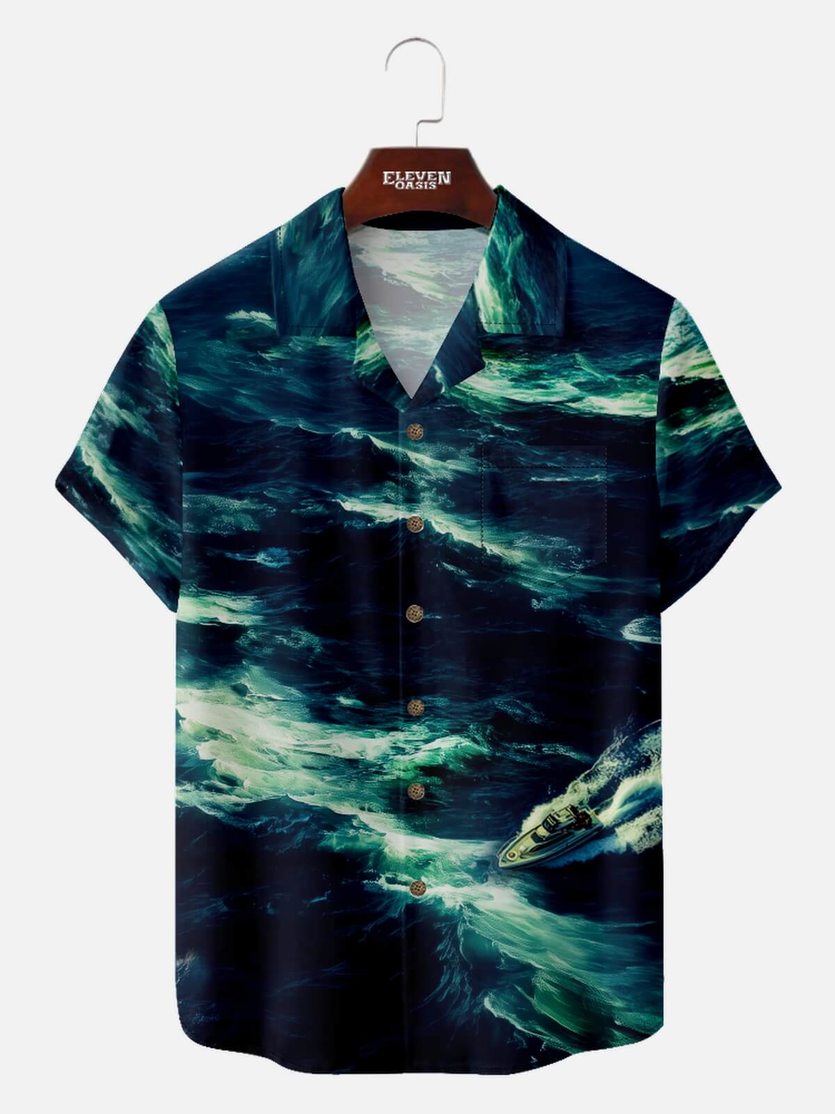 Men's Stormy Seas Yacht Hawaiian Short Sleeve Shirt Eleven Oasis