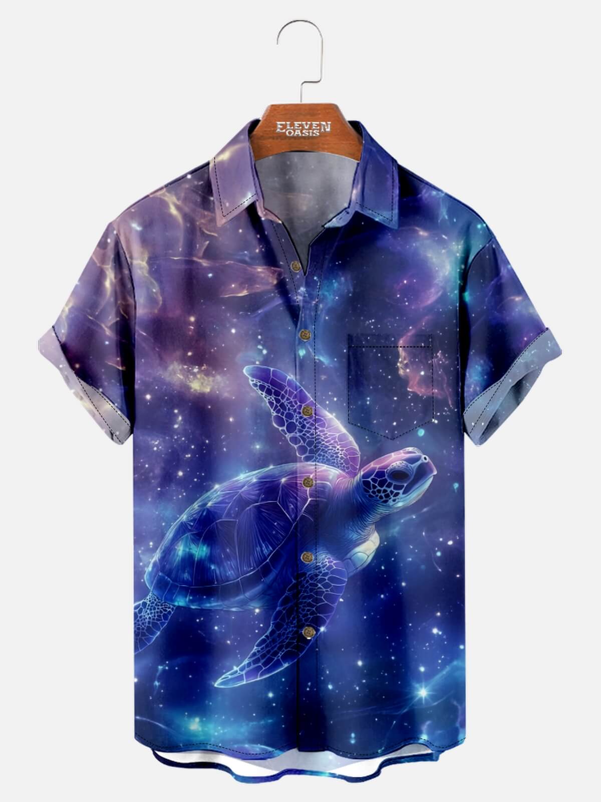 Men's Cosmic Sea Turtle Galaxy Short Sleeve Shirt Eleven Oasis