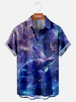 Tall Men's Cosmic Sea Turtle Galaxy Short Sleeve Shirt Eleven Oasis