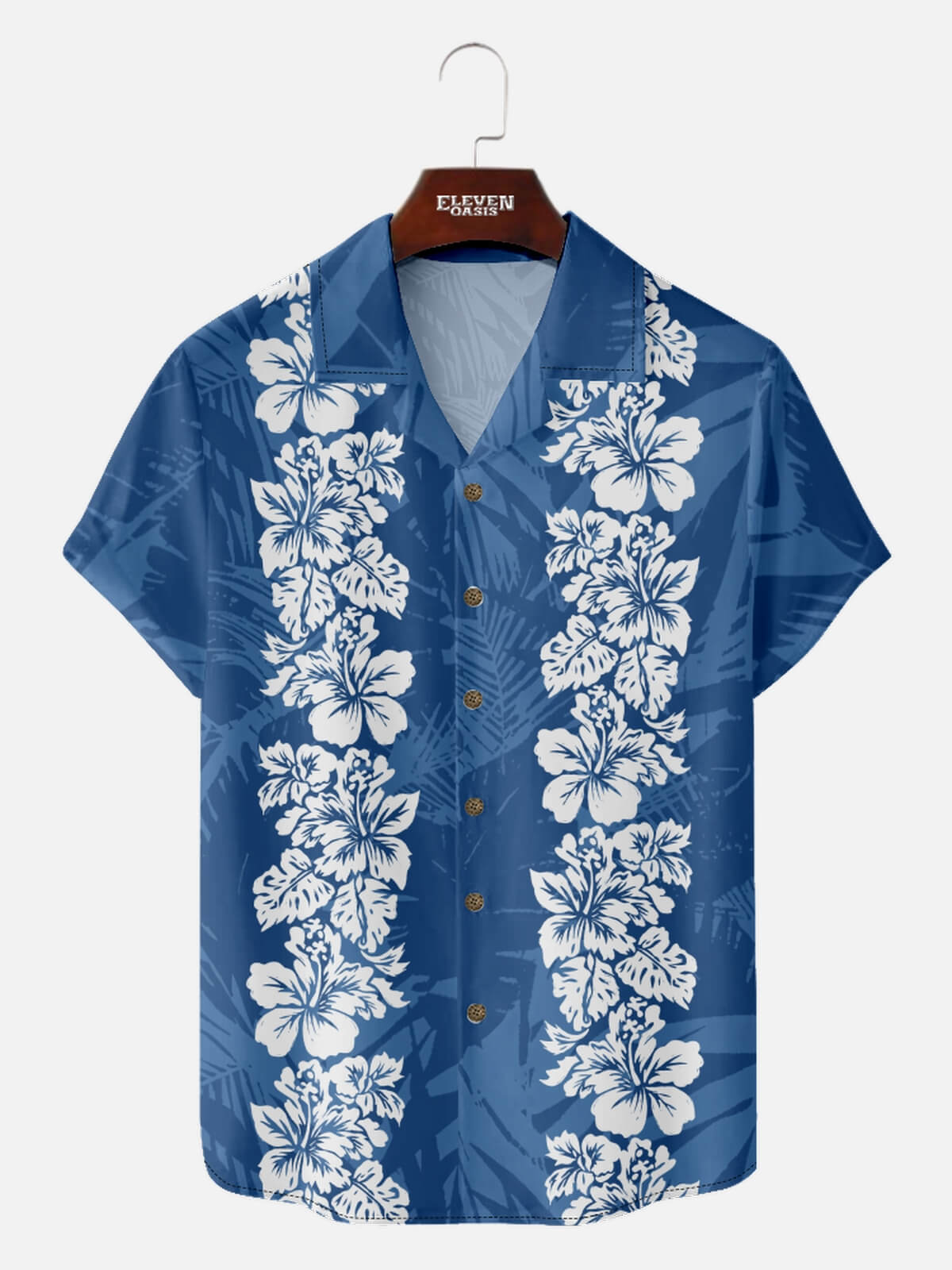 Men's Classic Hibiscus Panel Hawaiian Short Sleeve Shirt ElevenOasis