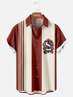 Tall Men's Hammerhead Anchor Stripe Bowling Shirt Eleven Oasis