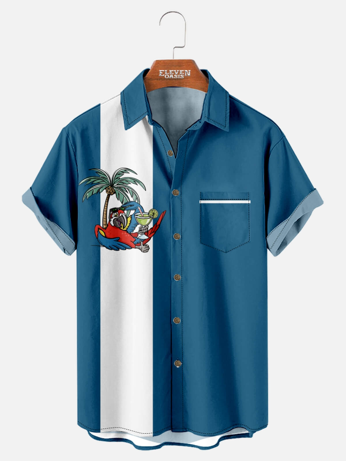 Tall Men's Lounging Parrot Bowling Shirt Eleven Oasis