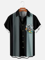 Tall Men's Surfing Shark Stripe Bowling Shirt Eleven Oasis