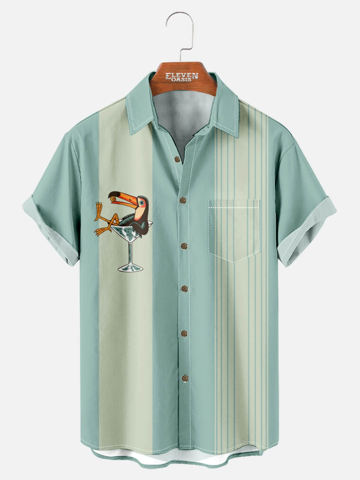 Men's Martini Toucan Stripe Bowling Shirt Eleven Oasis